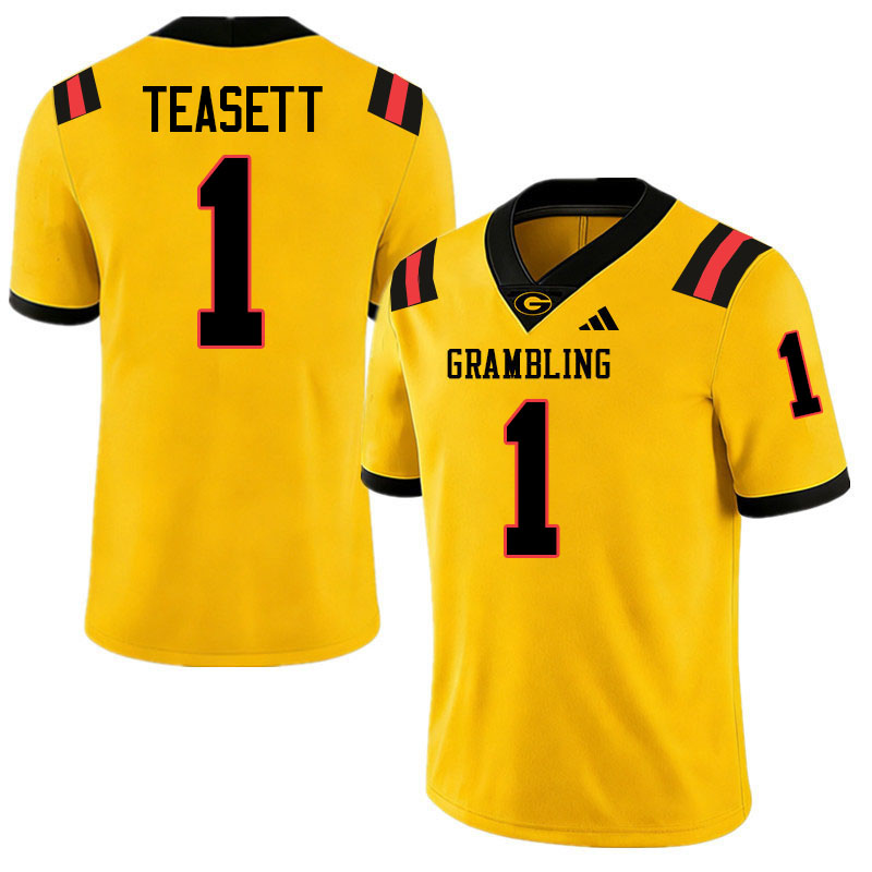 Grambling State Tigers #1 C'zavian Teasett College Football Jerseys,Uniforms-Gold